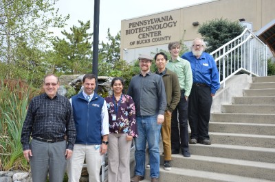 The Conifer Point team on the steps of the Pennsylvania Biotechnology Center of Bucks County